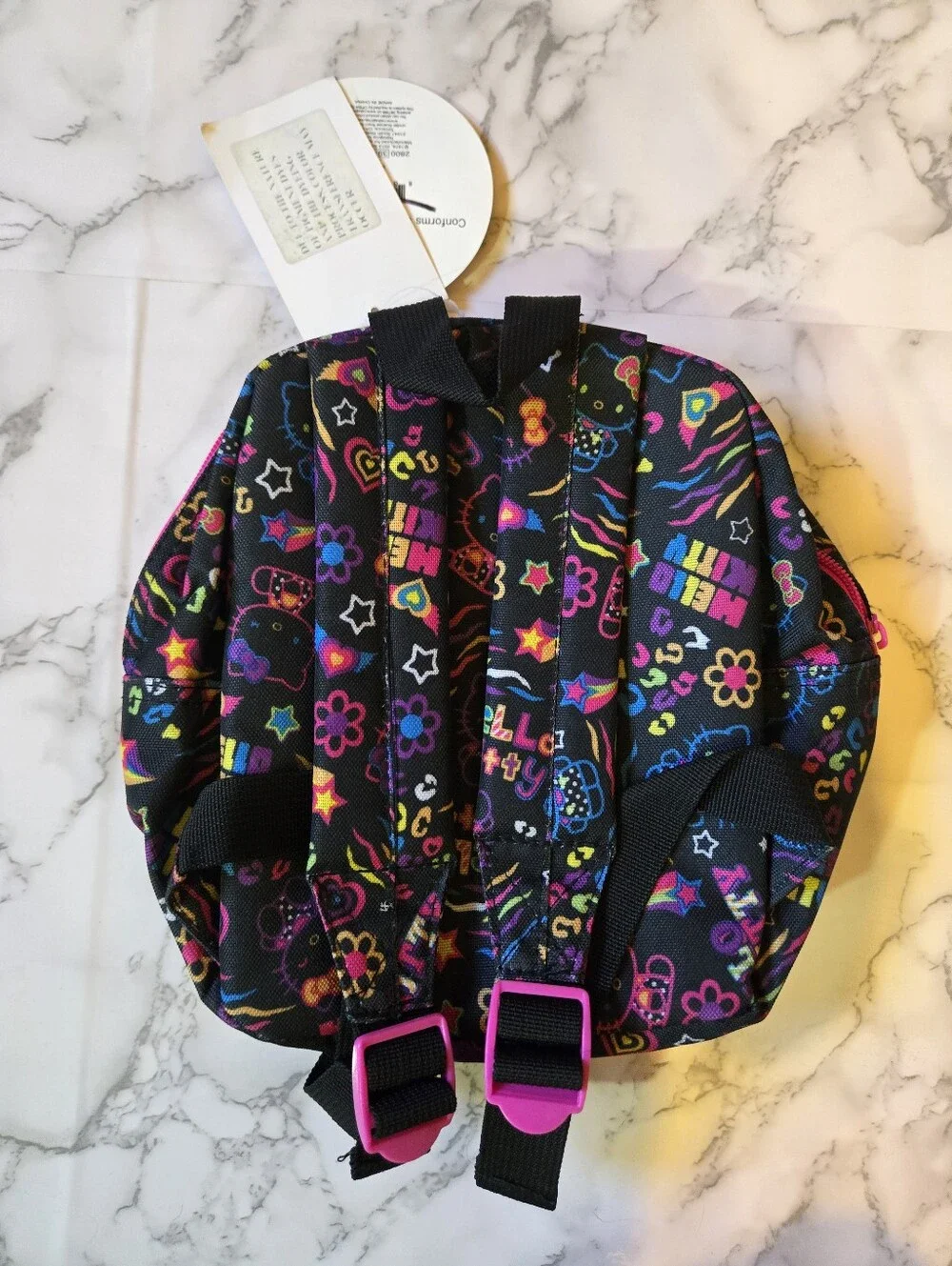 NWT Hello Kitty Girls Kids Black & Pink Colorful Mini Backpack